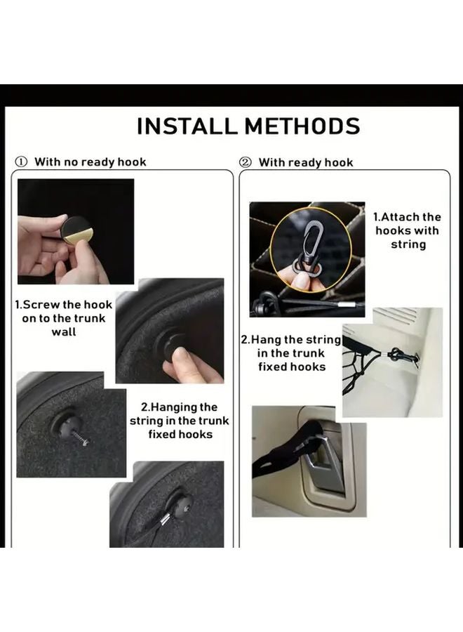 Black Car Trunk Storage Net Organizer Universal Fit Durable Cargo Net with Hooks for SUVs Sedans Hatchbacks - Image 5